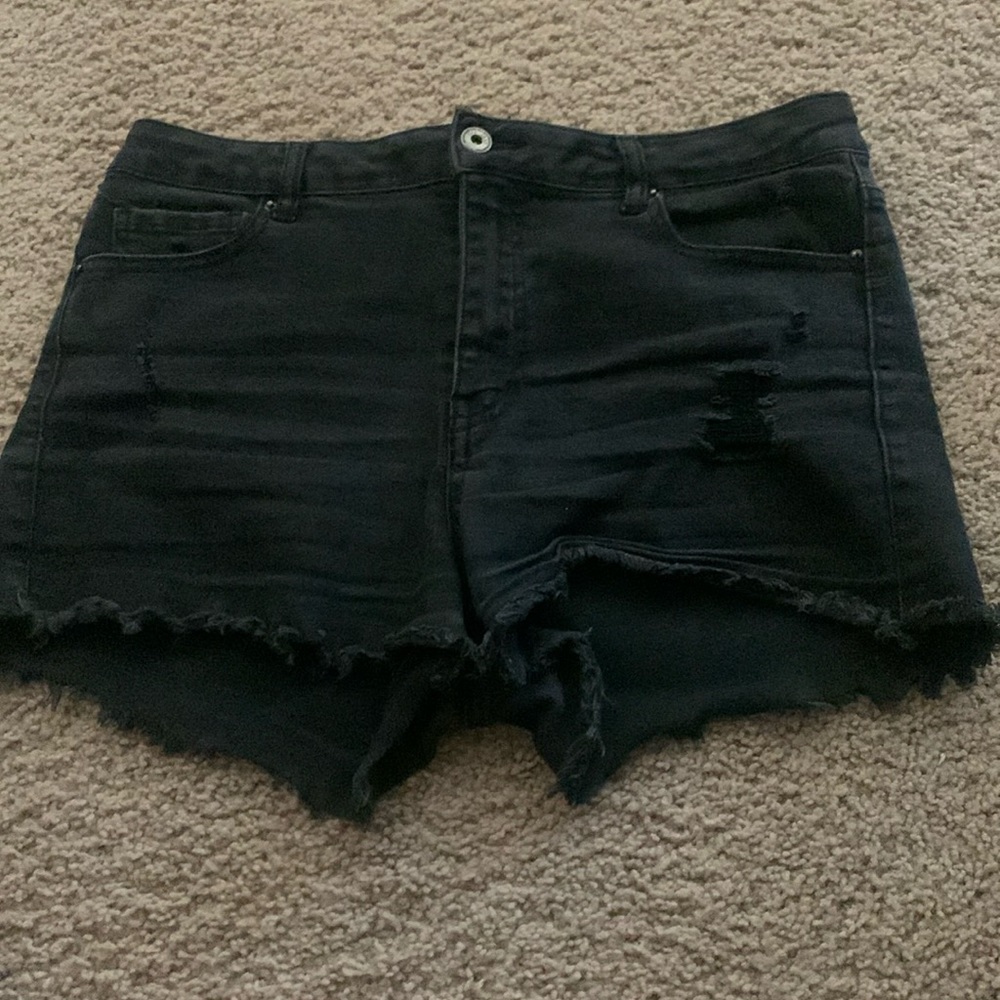 Black jean shorts